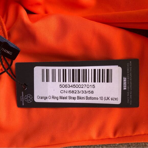 Pretty Little Thing NWT Orange O Ring Waist Strap Brazilian Bikini Bottom Size 6 - Picture 14 of 16